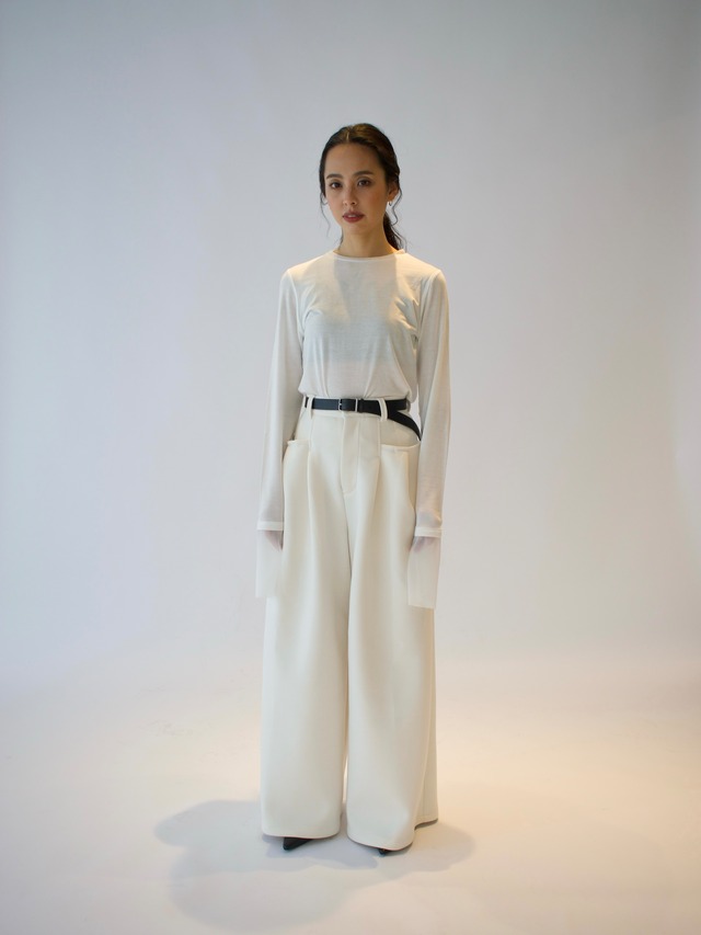 DOUBLE CLOTH WIDE PANTS (white)