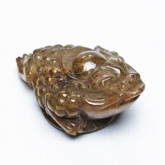 金針ルチル 金蟾 置物 手彫り 彫刻品 キンセン ルチルクォーツ 原石 一点物  おまかせ便 144-111