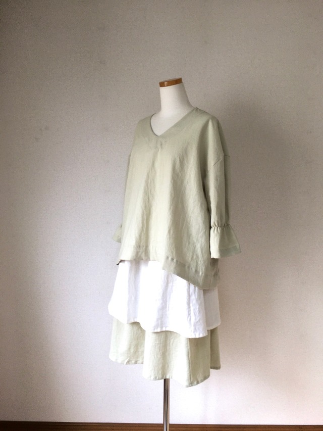 【限定製造】cottonlinenオーバーラップスカート　