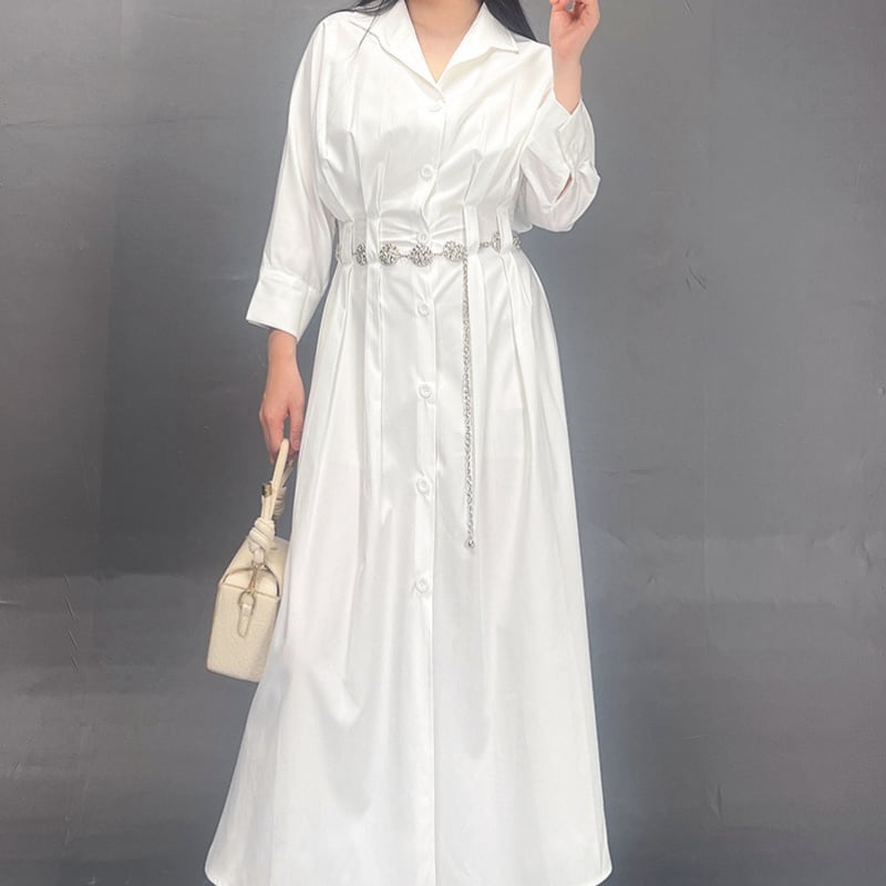 チェーンベルトシャツワンピース ON0783 | Style Sombre チェーンベルトシャツワンピース ON0783 | Style Sombre