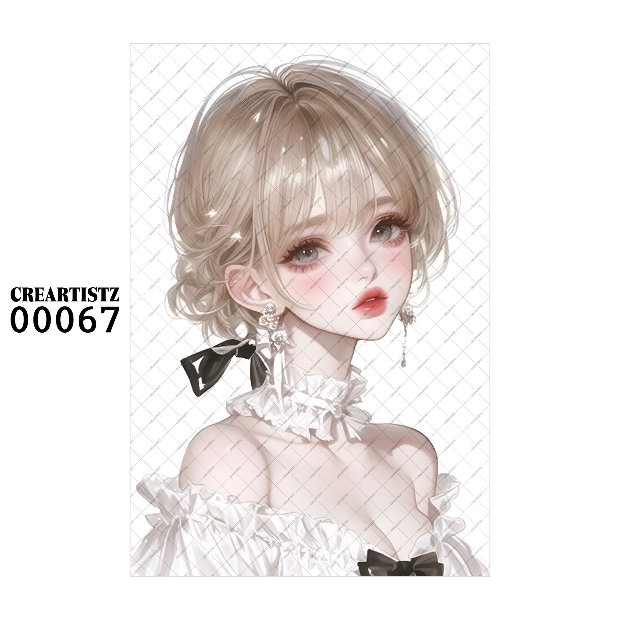 00067 ガール キュート オリジナル ペーパー/ステッカー 4枚セット CREARTISTZ