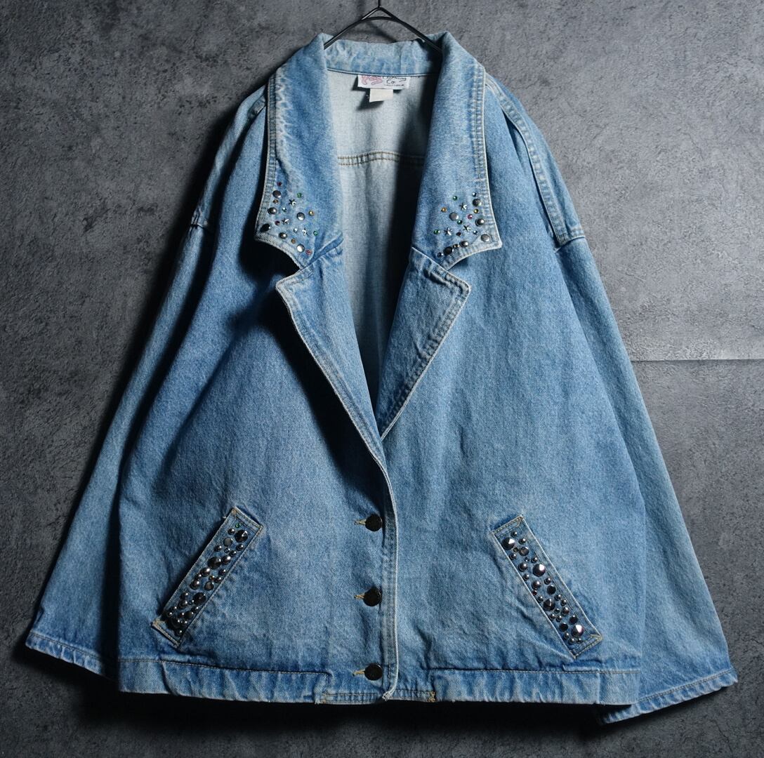 Denim Studded Design Short Length Tailored Type Jacket