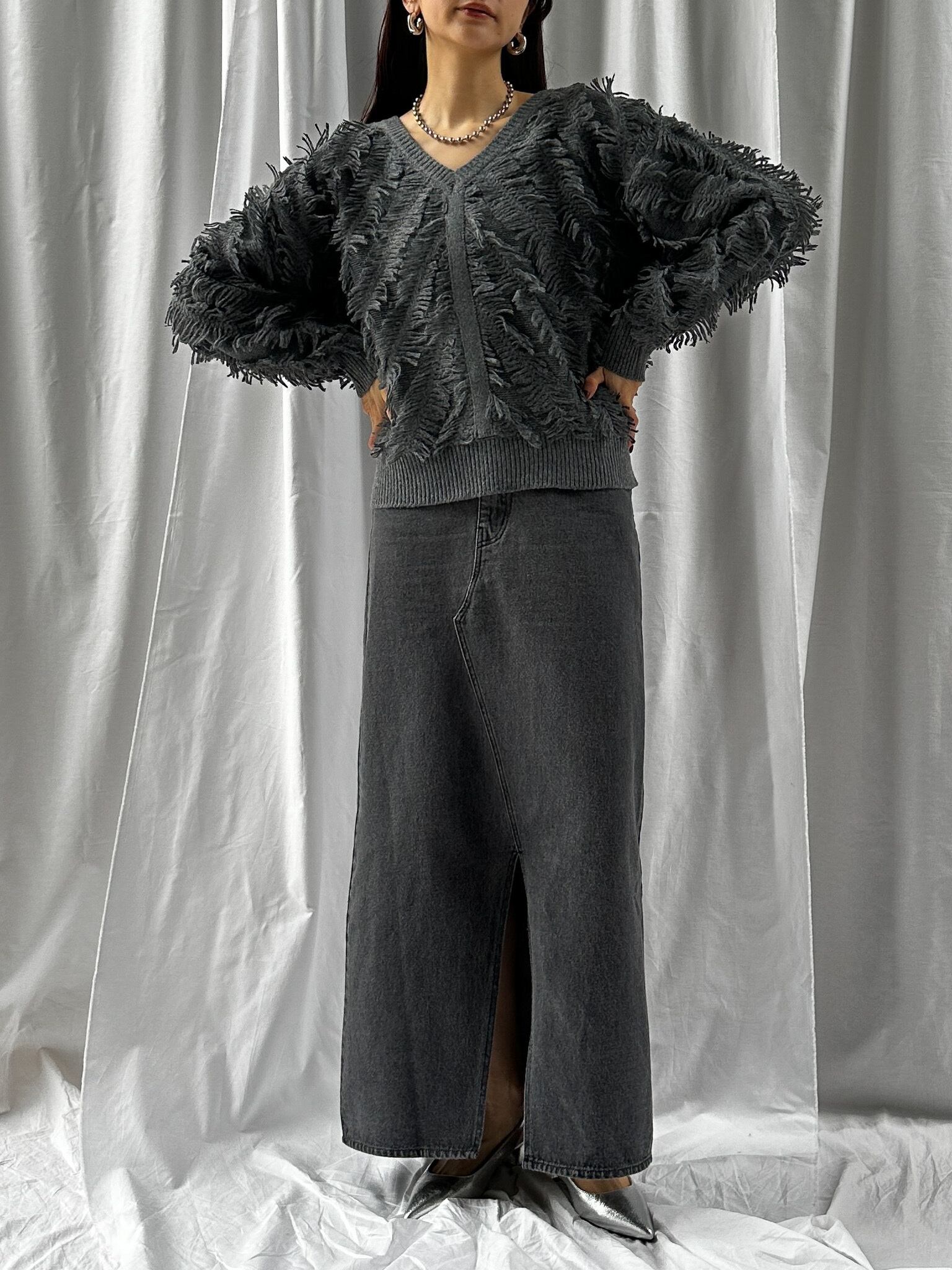 2WAY SHAGGY KNIT TOP(ﾂｰｳｪｲｼｬｷﾞｰﾆｯﾄﾄｯﾌﾟｽ）【5541102】select by Bab