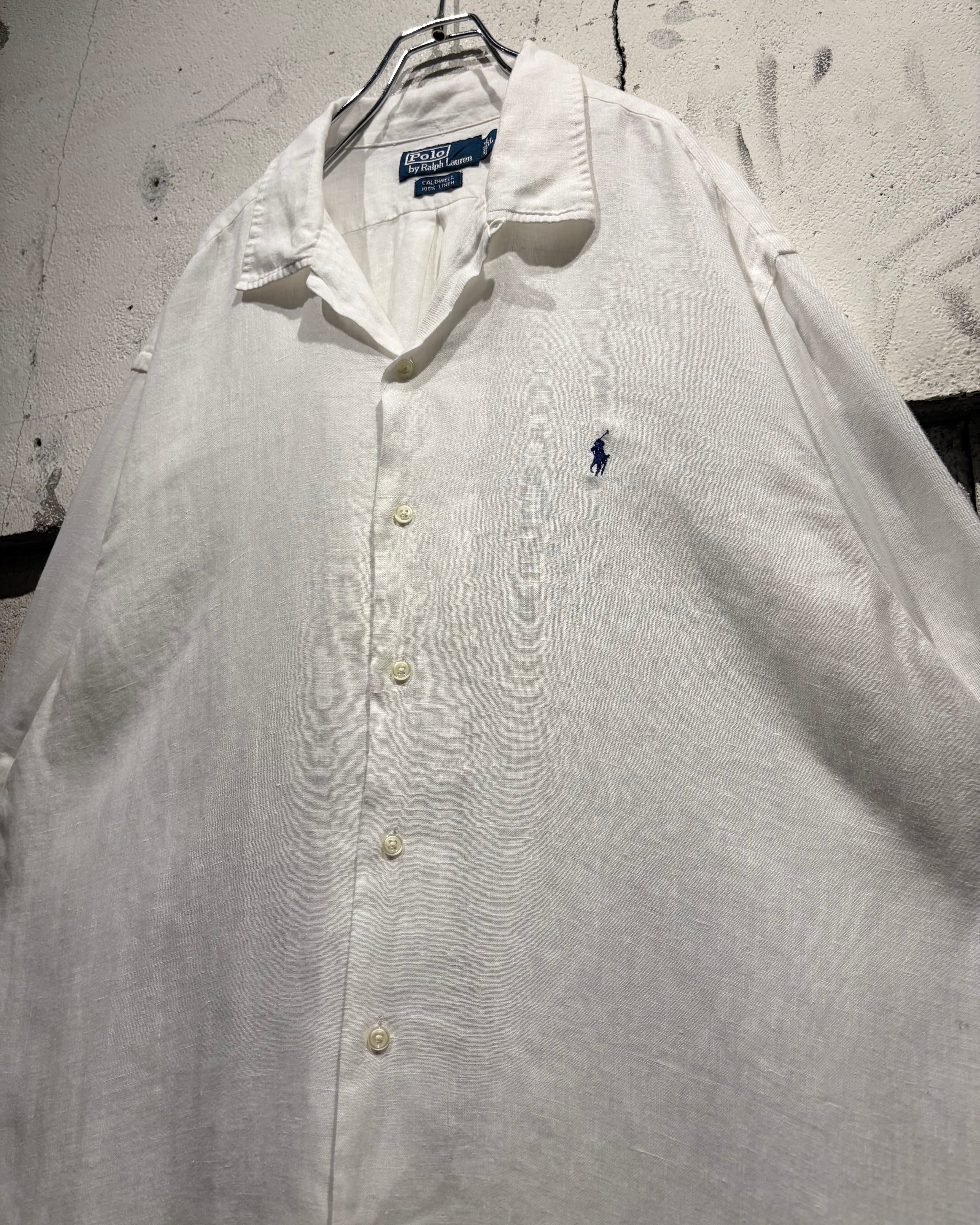 Polo Ralph Lauren CALDWELLリネン開襟シャツポニー刺繍 Caka otto】90's“Polo by Ralph Lauren”“CALDWELL” Vintage S/S Linen