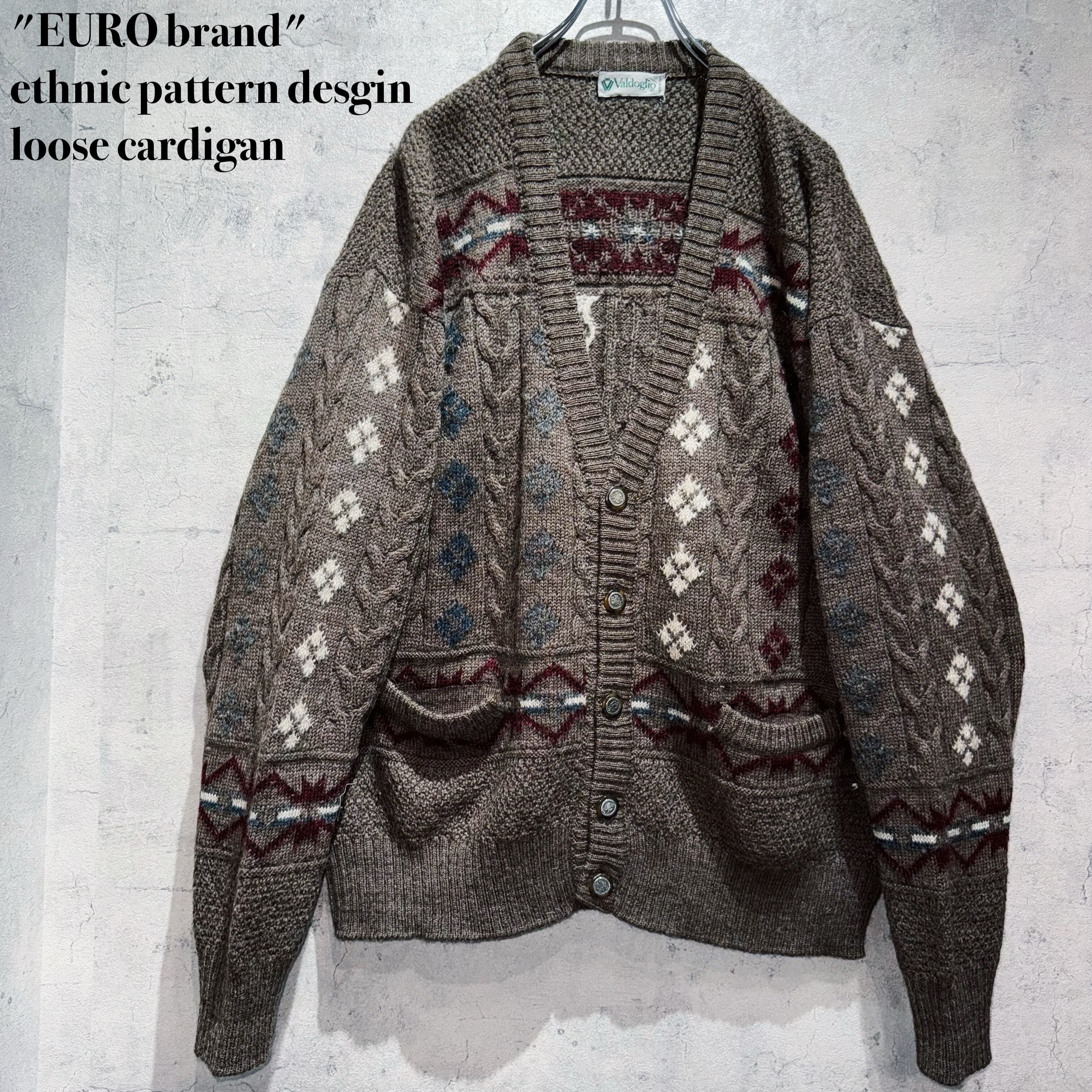 "EURO brand"ethnic pattern desgin loose cardigan