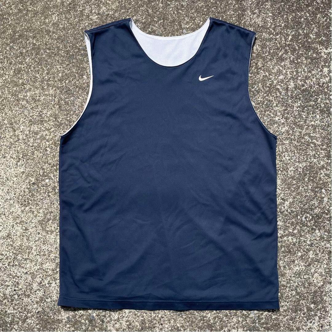 【Lサイズ】00's NIKE ロゴ刺繍 リバーシブル 2枚生地 古着 ノースリーブジャージ