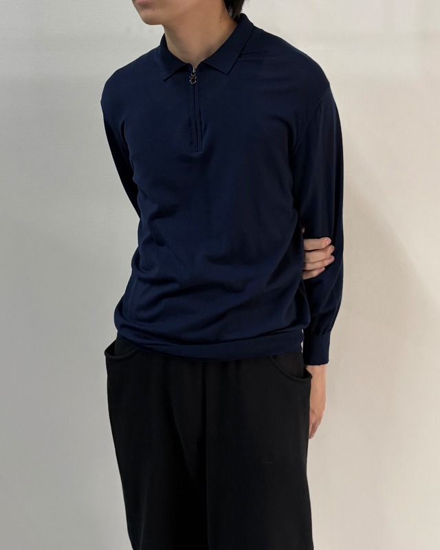 【Salvatore Ferragamo】half zip summer knit polo
