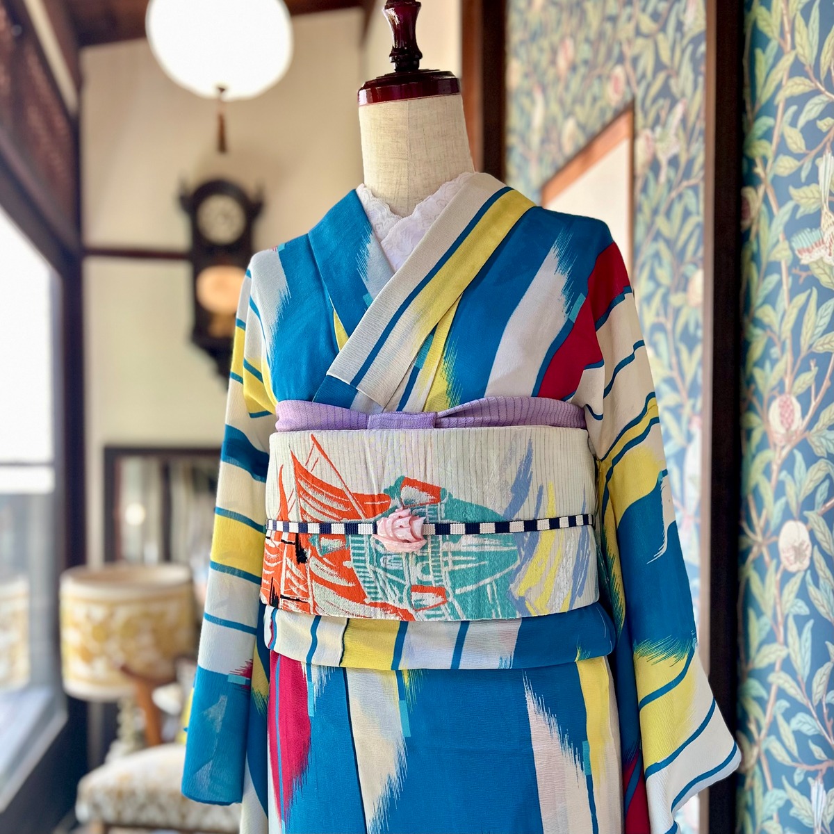 千總 昭和アンティーク小紋反物 めでたく 