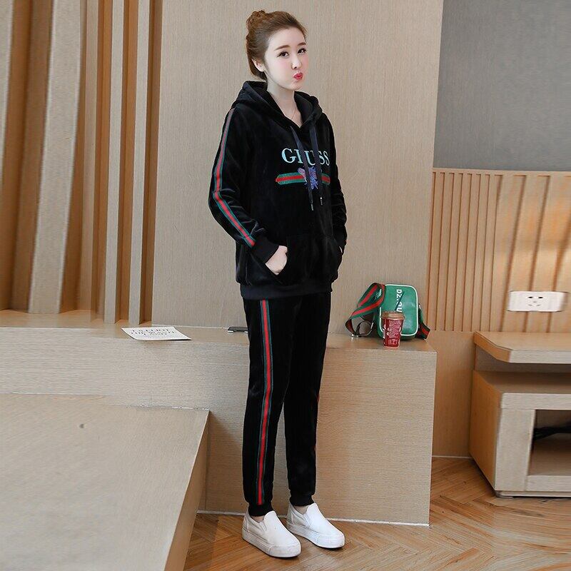 【新作】【送料無料】 828＃秋冬シックウォームプラスベルベットフリースマタニティパーカー+パンツセットスポーツスーツ妊婦妊娠 オータム 秋物 ウィンター 冬物 AL expec437340695861