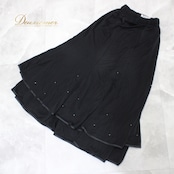 社交ダンス 衣装 スタンダード スカート レッスンウェア Dance Fashion Pier ダンスファッションピア 黒 無地 ブラック系 練習着 ダンス スカート おしゃれ 練習用 ダンス衣装 大人 女性 用 練習 トレーニング 伸縮性 ラインストーン シンプル クラシック ひざ下丈 フィット感 上品 スタイル コーディネート