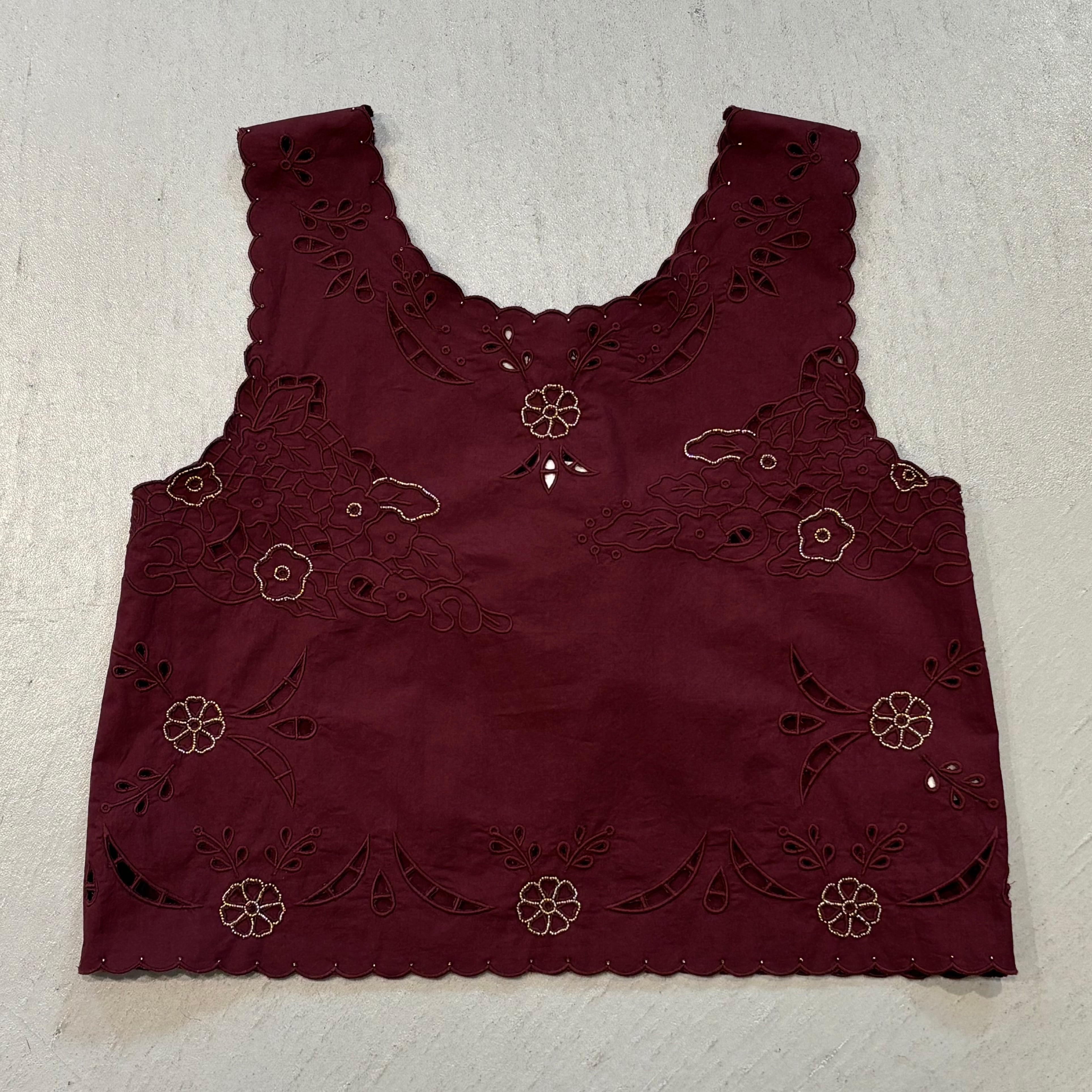 forte_forte COTTON POPLIN EMBROIDERY TOP RUBY