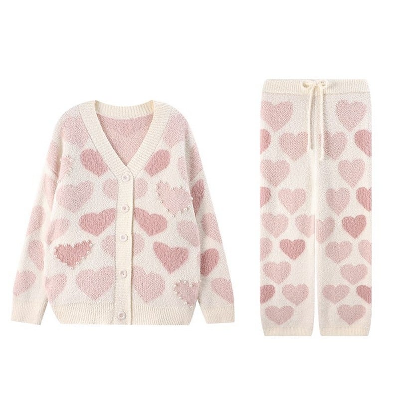 【ワンサイズ】パール付きパステルハート ルームウェア