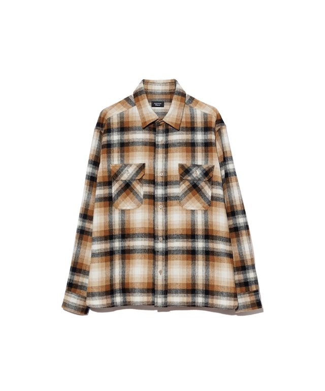 UNUSED / US2583 LONG SLEEVE WOOL CHECK SHIRT(BROWN×CHECK)