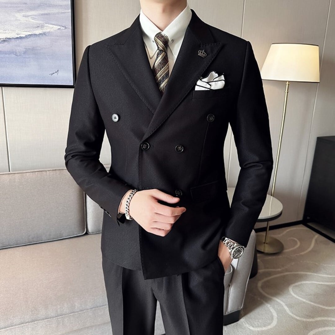 HUSBANDS ダブルブレスト ブラックスーツ ブラックダブルブレストスーツ SU0125 | R-Base
