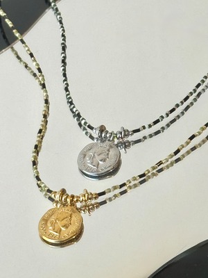 beads stainless coin necklace