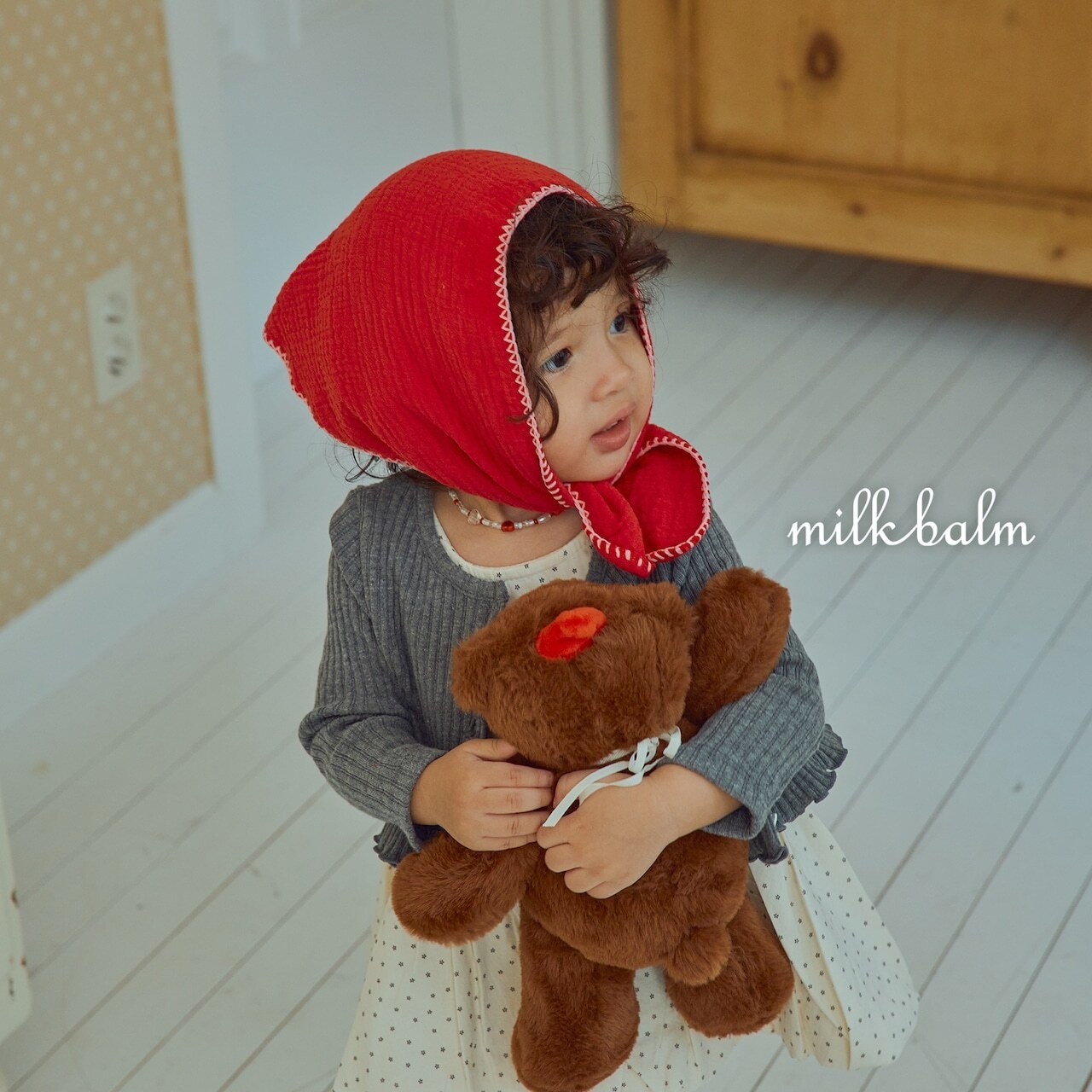 韓国子供服 / 26Autumn / Milkbalm / ハートリブカーディガン セット / 女子服 / キッズ服 / 秋服 *XS~XL*