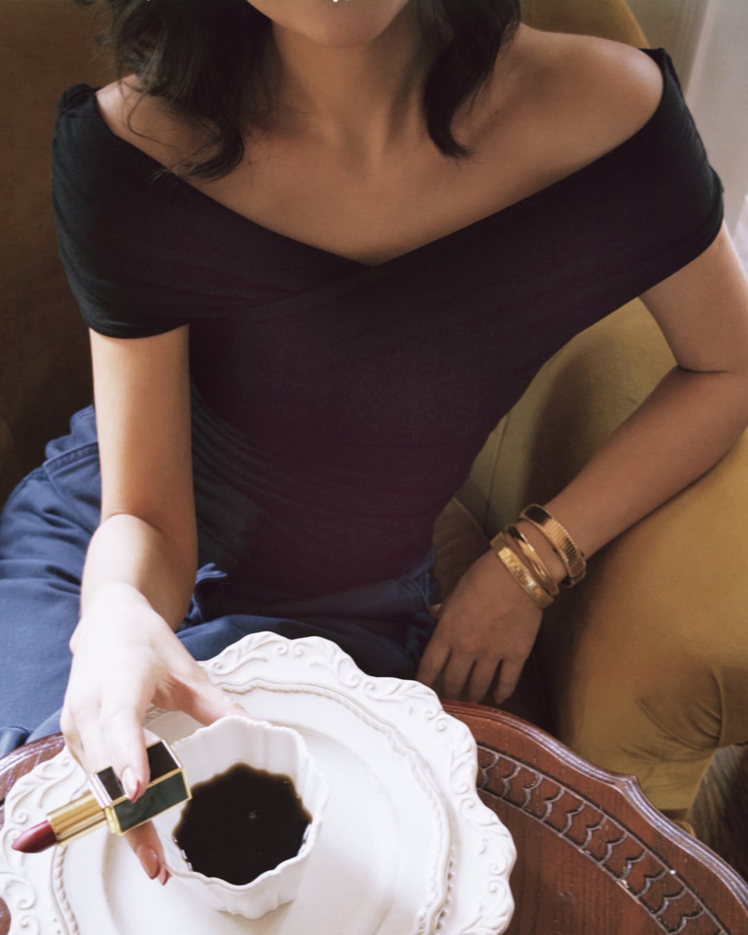 オフショルダードレープトップス S26037