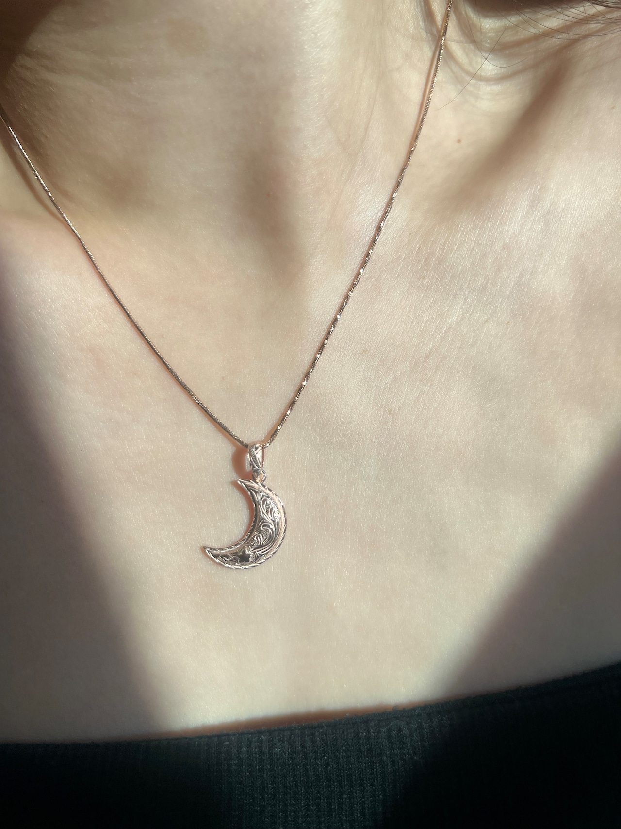Moon engraved necklace