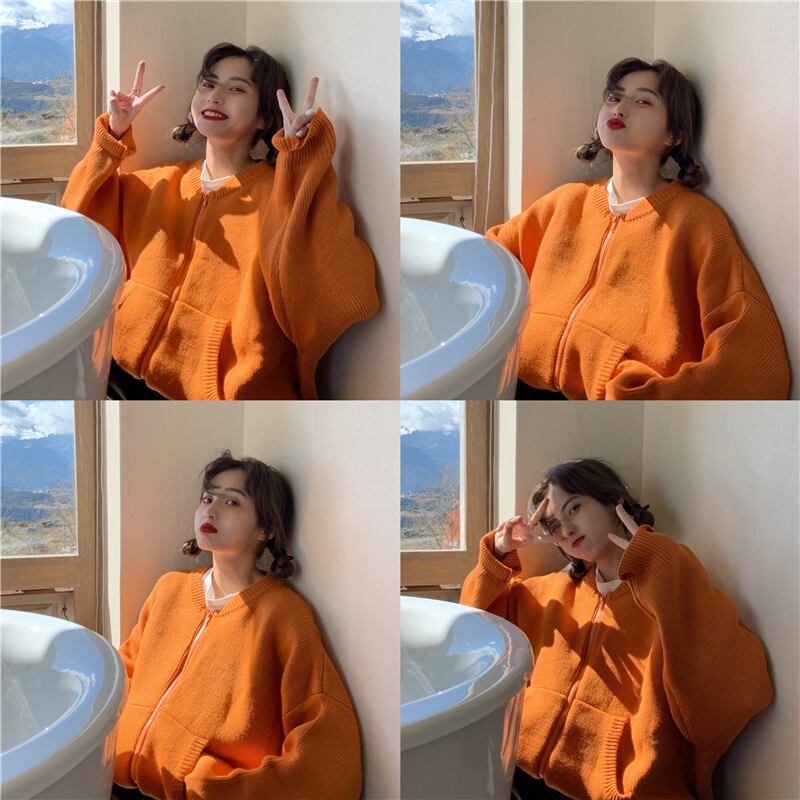 セーター ルーズスタンダードスタイルジャケット スプリングカーディガン レトロ 春物 ブラックストロベリース47707081024