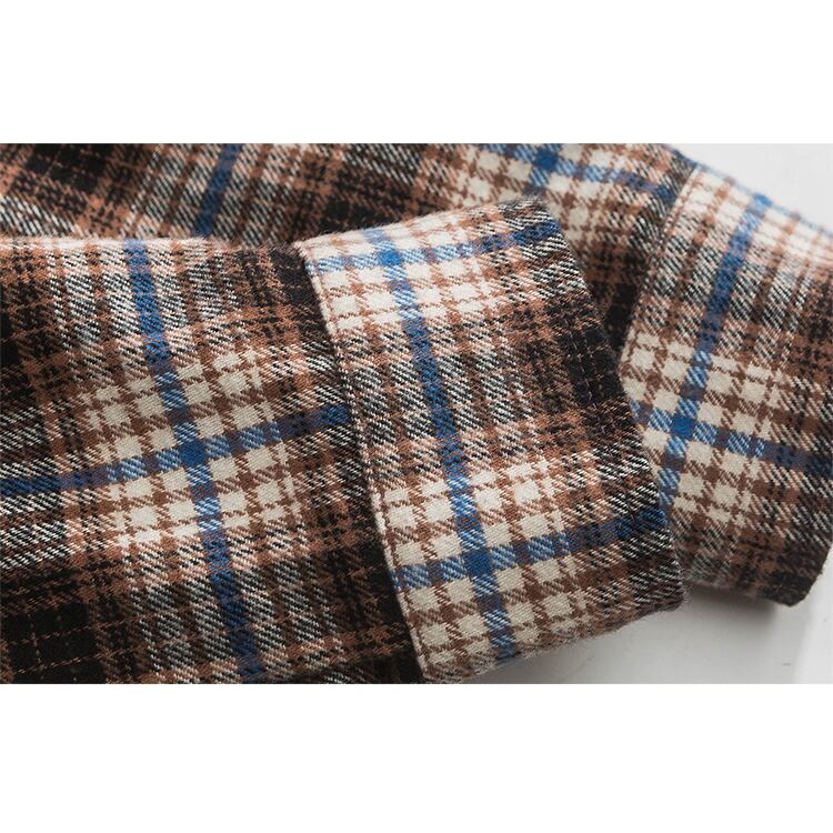 ★RETRO CONTRAST COLLAR STRIPED CHECK SHIRT　　　20369