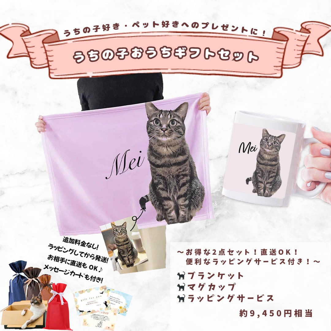 うちの子フェイスタオル/世界に一つだけのイラストグッズ♪猫好き・犬