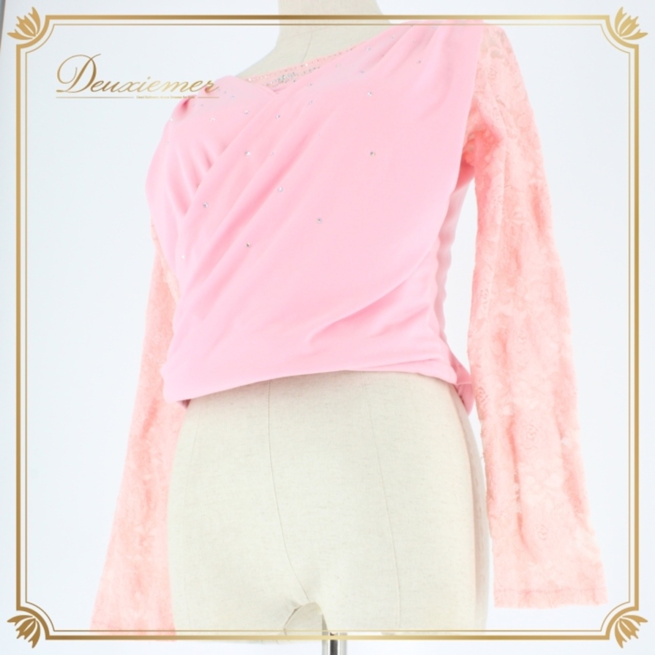 社交ダンス 衣装 スタンダード トップス レッスンウェア レディース ラインストーン ピンク系 花柄 レース 長袖 練習着 フェミニン かわいい 春色 パーティー フォーマル 薄手 伸縮性 おしゃれ トレーニング 体型カバー 華やか 上品 スイングダンス 発表会 お手入れ簡単 スタイルアップ