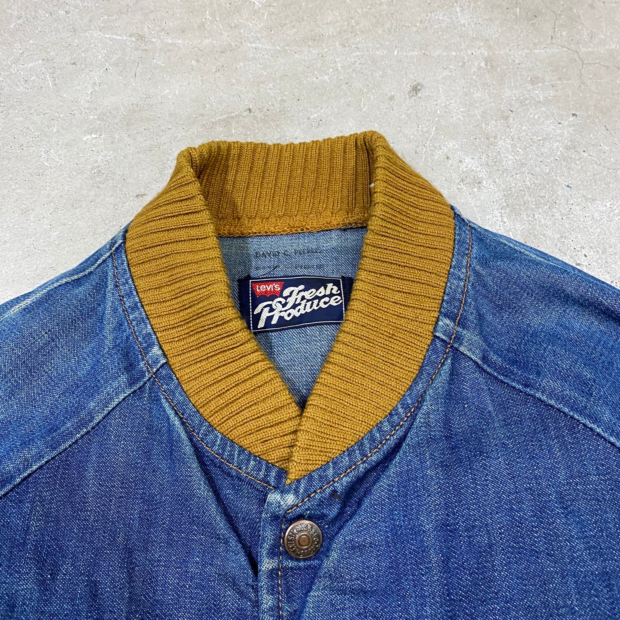 70年代 70s Levi's リーバイス Fresh Produce フレッシュプロデュース 人参タグ デニムジャケット デニムブルゾン  ヴィンテージ ビンテージ スナップボタン メンズM 古着 【デニムジャケット】 | cave 古着屋【公式】古着通販サイト