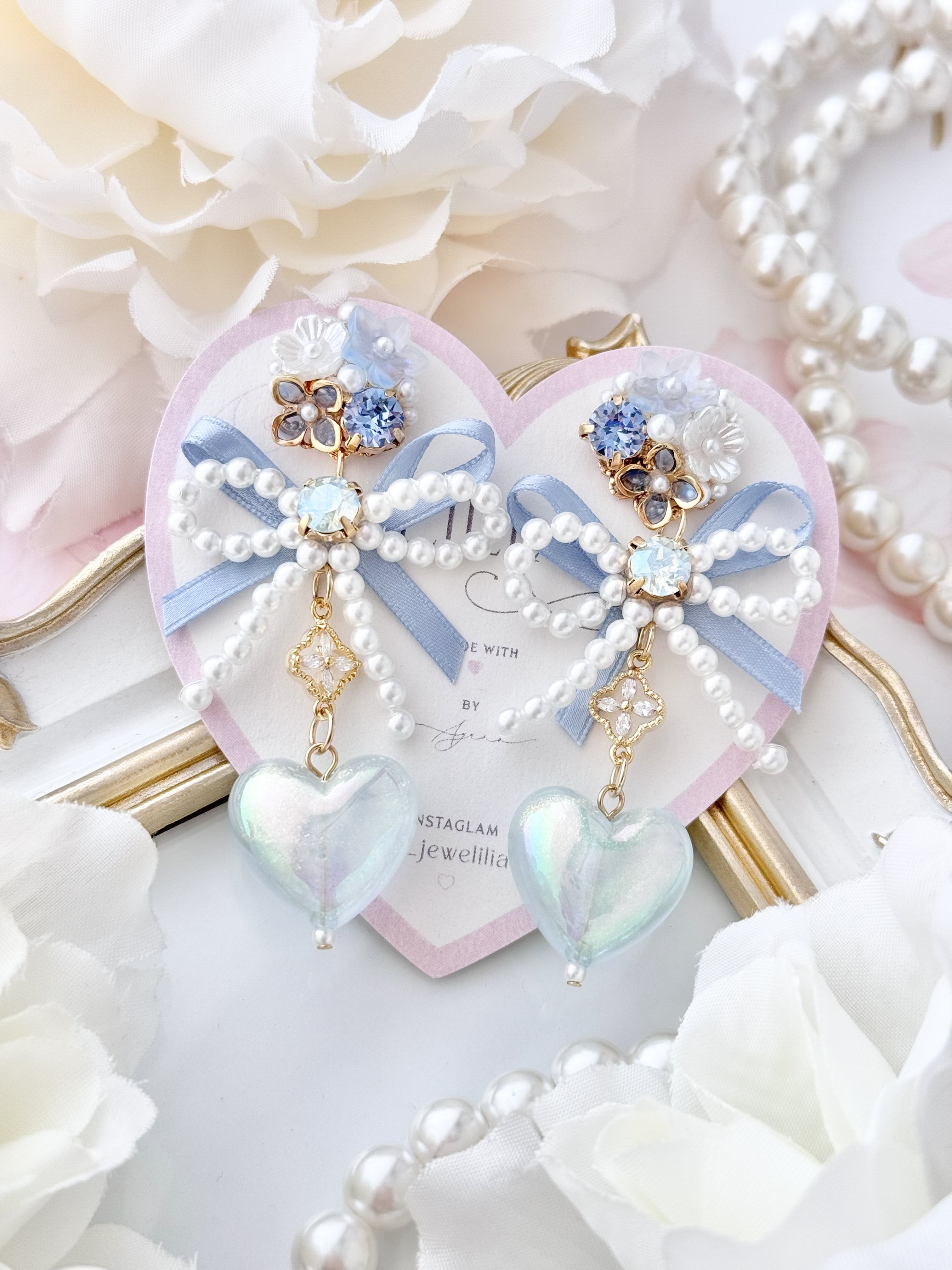 0419-04】nemophila bouquet pearl W ribbon | LILIA -jewel accessory-