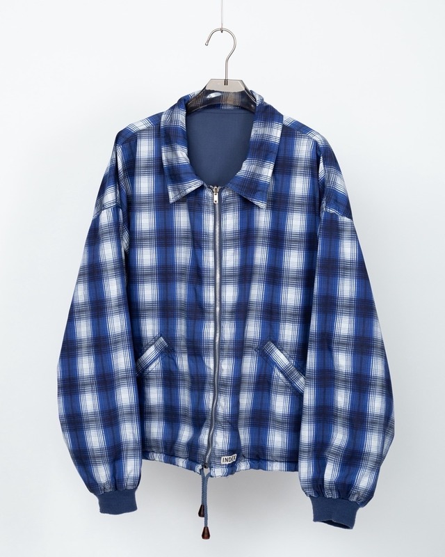 ombre check reversible cotton zip up jacket