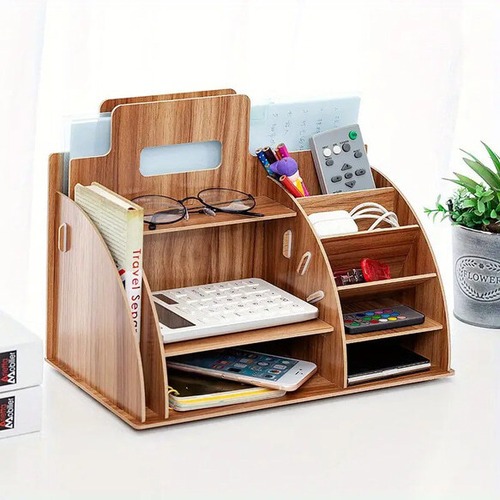 デスク収納 木製 A4収納可 小物収納 書類収納 幅33cm 多機能収納棚 オフィス用品 ヴィンテージ 北欧