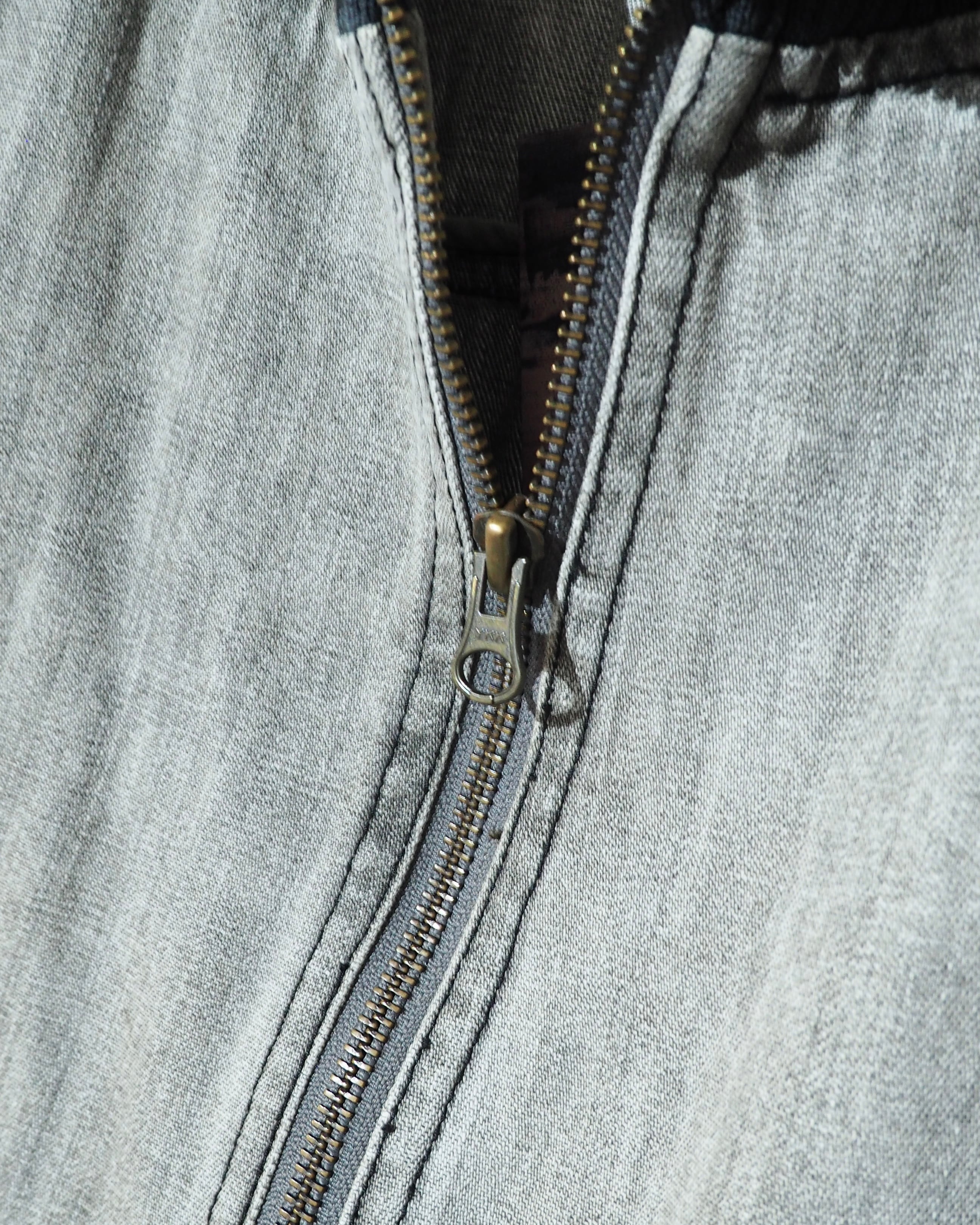 ” 退廃的 ” Good Fade Light ash Grey Color Denim Track jacket