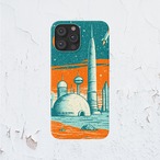 受注生産 iPhoneケース ロケット発射のスペースエイジ柄｜宇宙ポスター風 RFSP020A