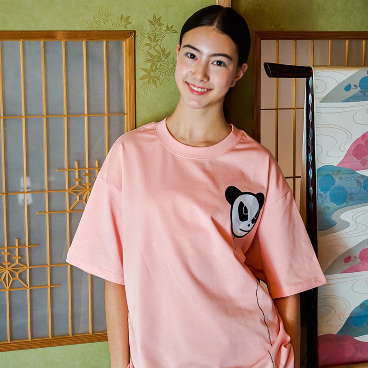 【HIPANDA 】3705  男女兼用 フロッキー プリント Tシャツ UNISEX SHORT SLEEVED T-SHIRT