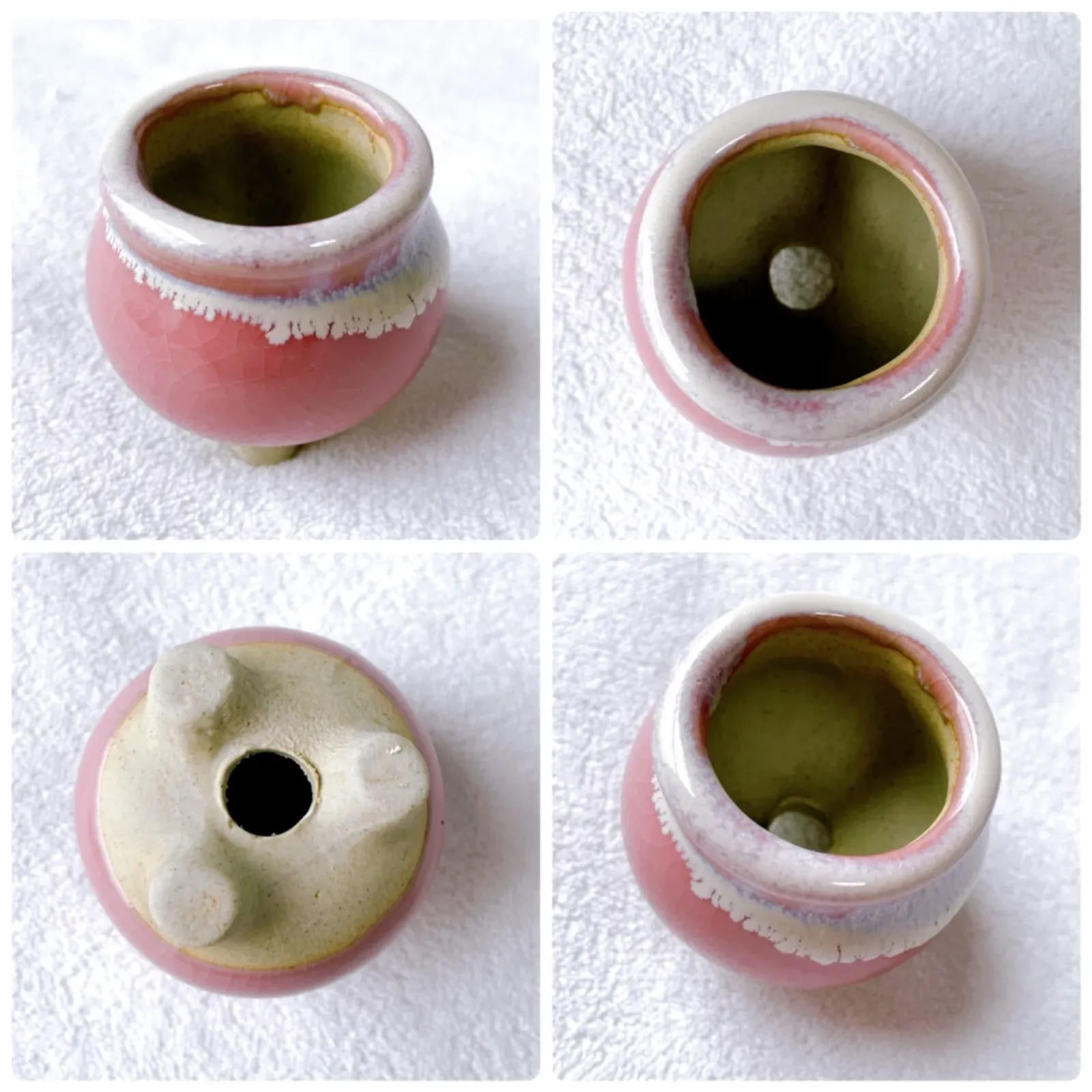 お得な桃色の陶器植木鉢 4点セット】 多肉植物・小品盆栽用に 和風の