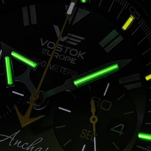 【VOSTOK EUROPE ボストークヨーロッパ】Anchar Submarine Chronograph Line アンチャールサブマリンクロノグラフ（ブラック×ブロンズ）／国内正規品 腕時計