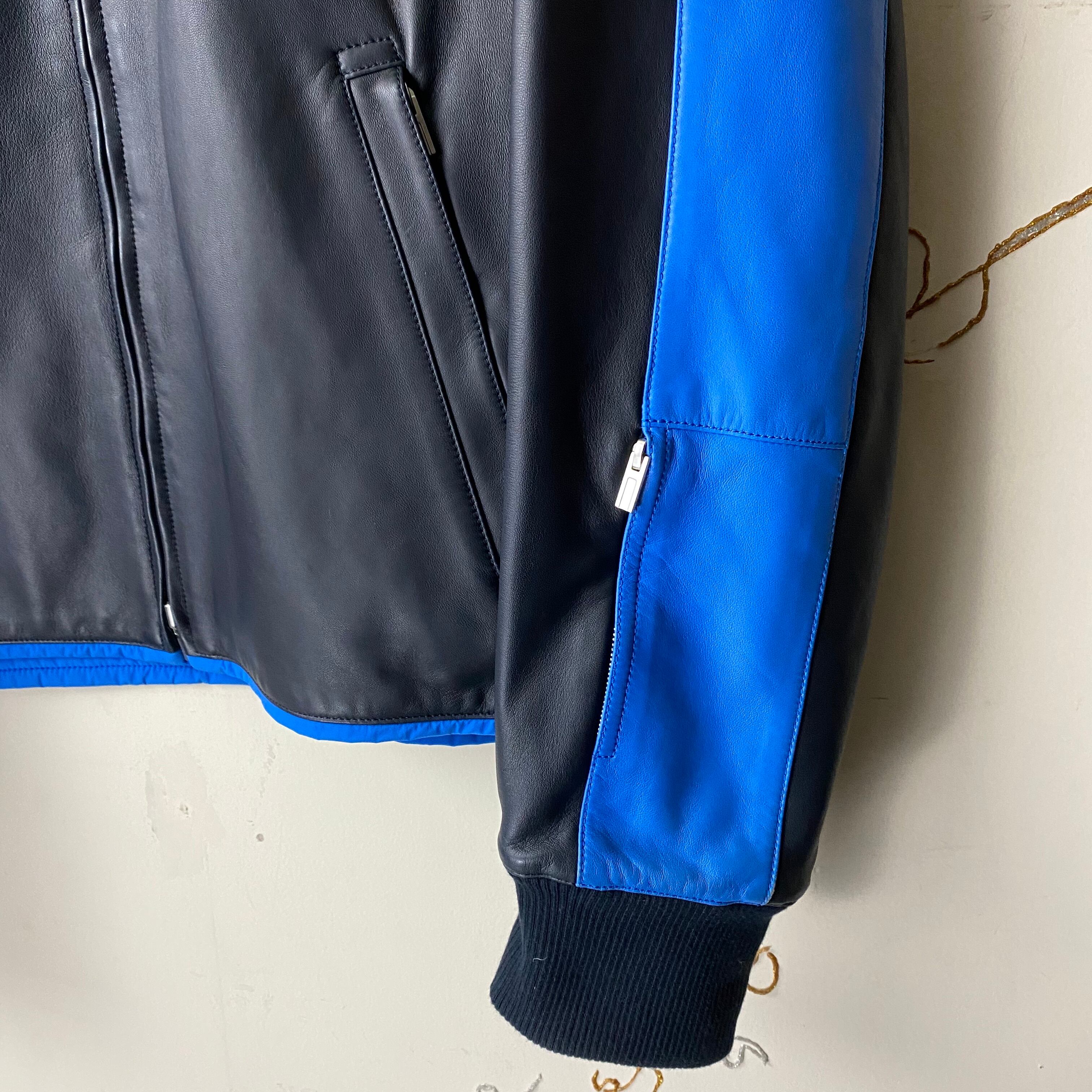 HERMES black×blue reversible leather jacket | NOIR ONLINE