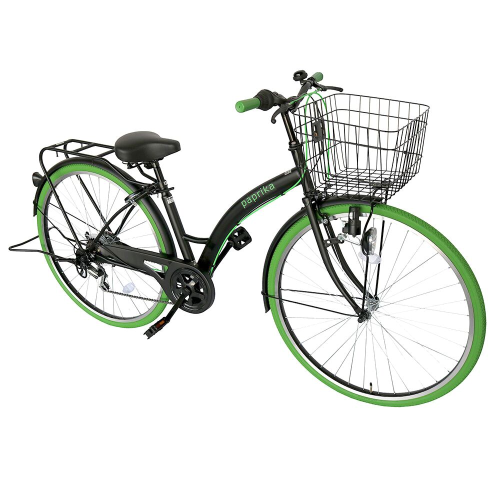 ママチャリ 27インチ 外装6段変速ギア カラータイヤ ブロックダイナモ