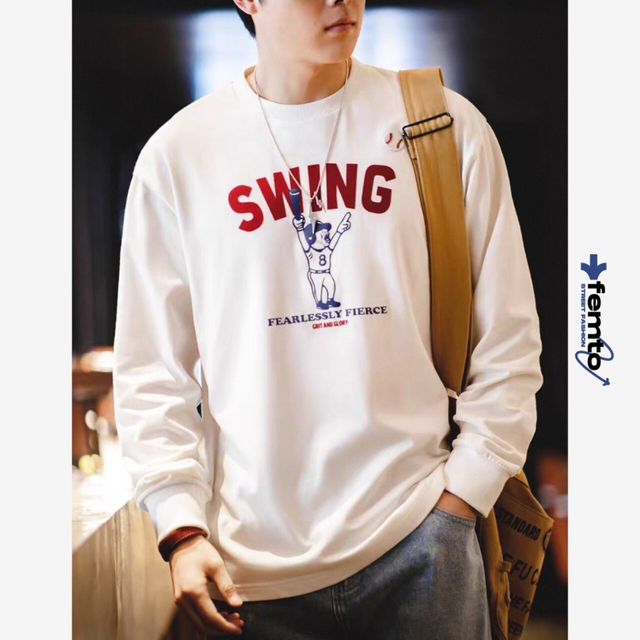 Print crew neck long sleeve t-shirt 0429 - 1