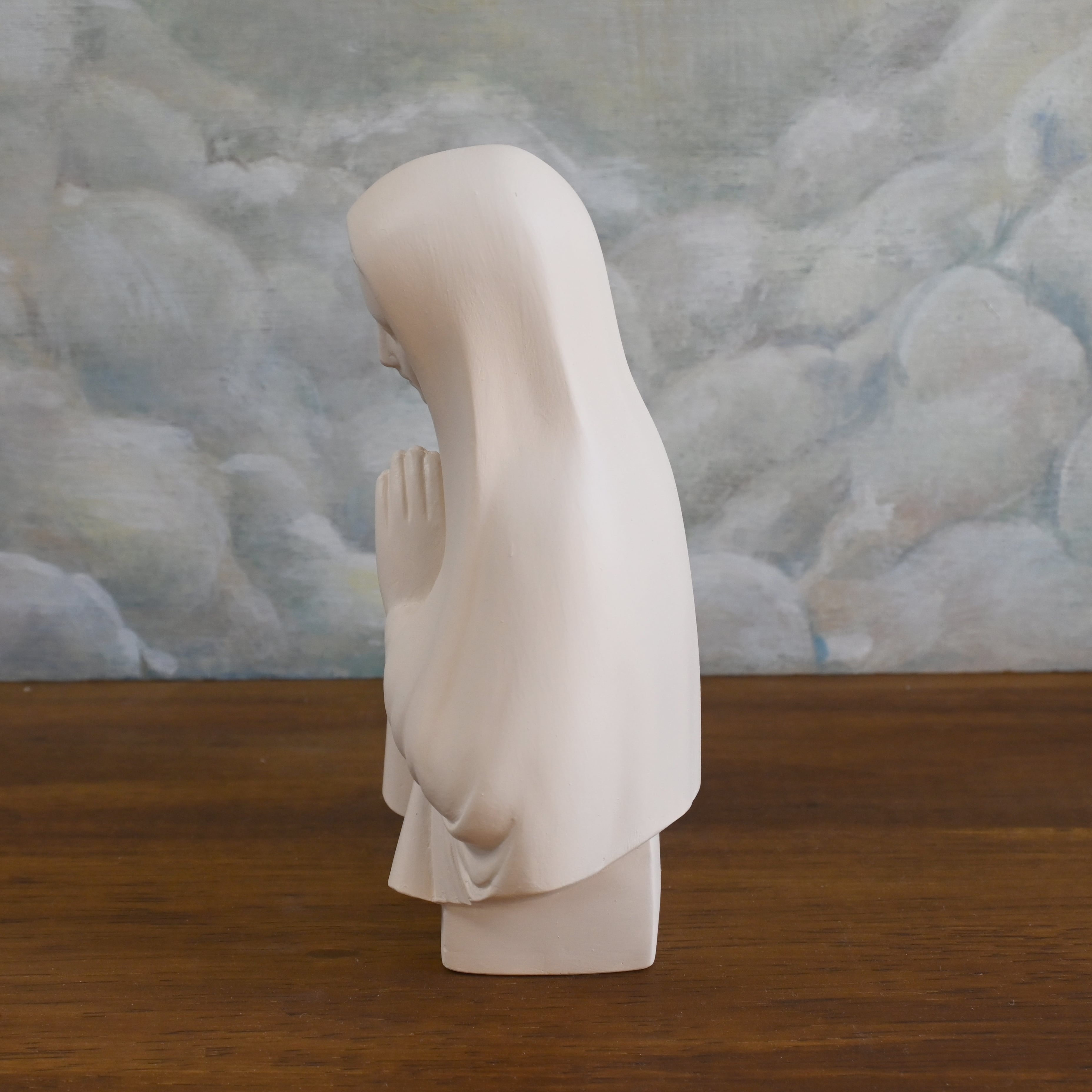 聖母マリア半身像【15cm】室内用クリーム色仕上げ | 中田ザビエル工房