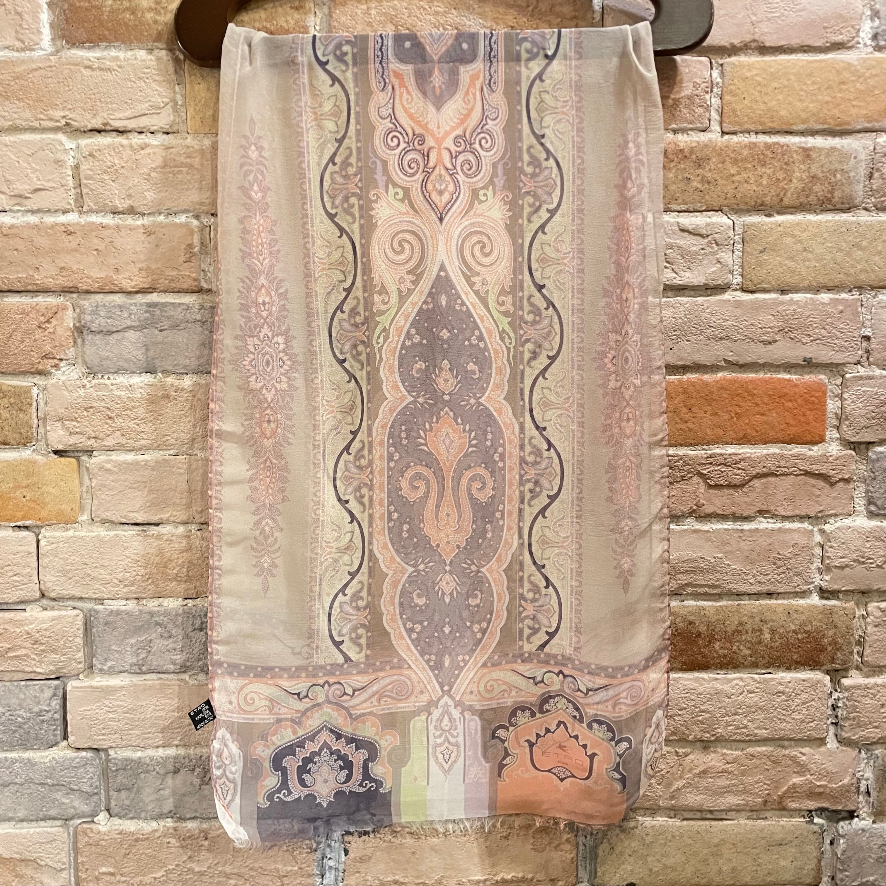 ETRO イタリア製 シルク シフォン ペイズリー柄ストール スカーフ 