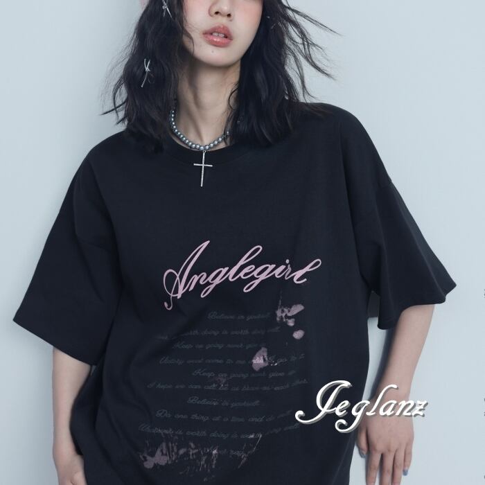 フェード 英字 レタリング ブラック Tシャツ ユニセックス (MC580)β