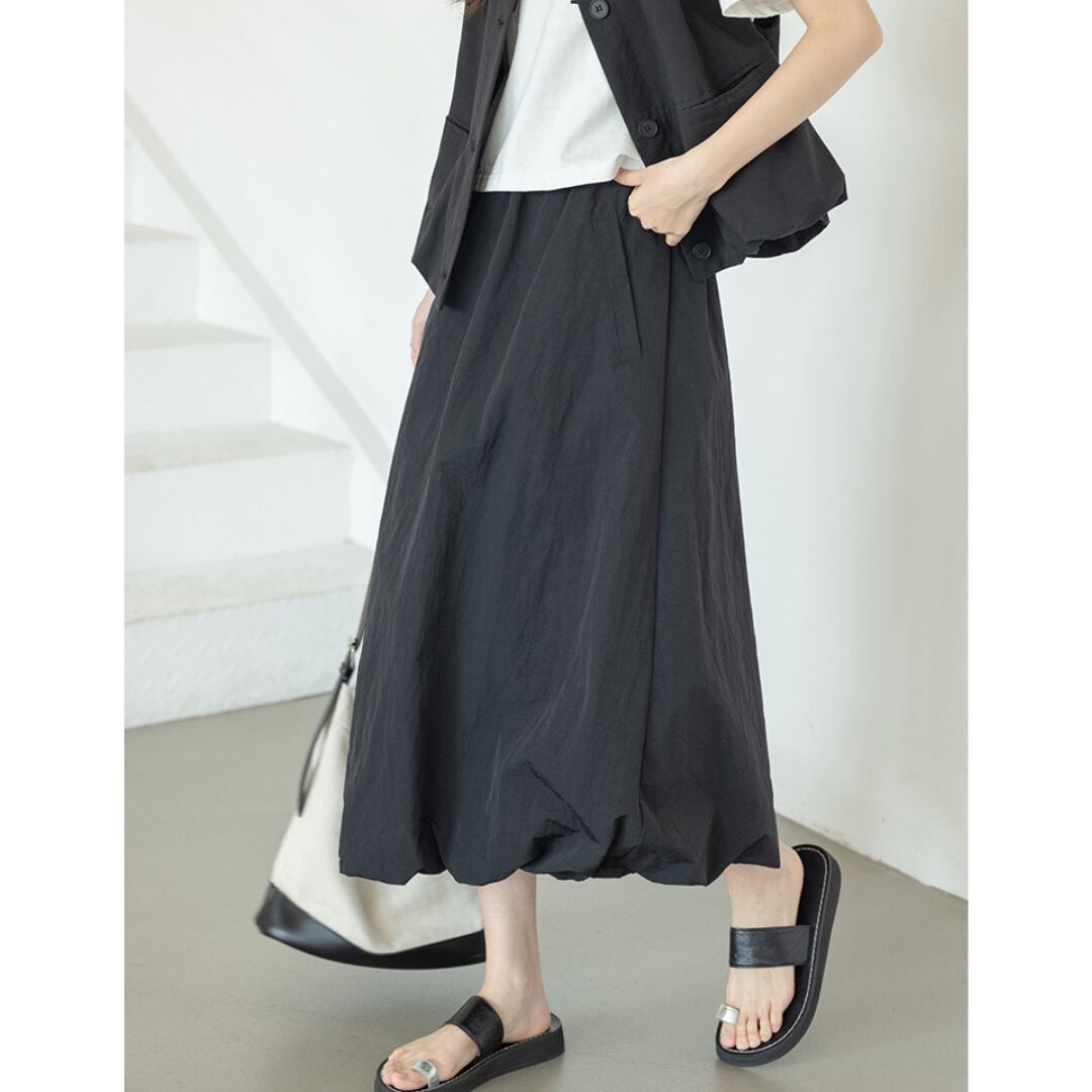 waist drawstring a line skirt