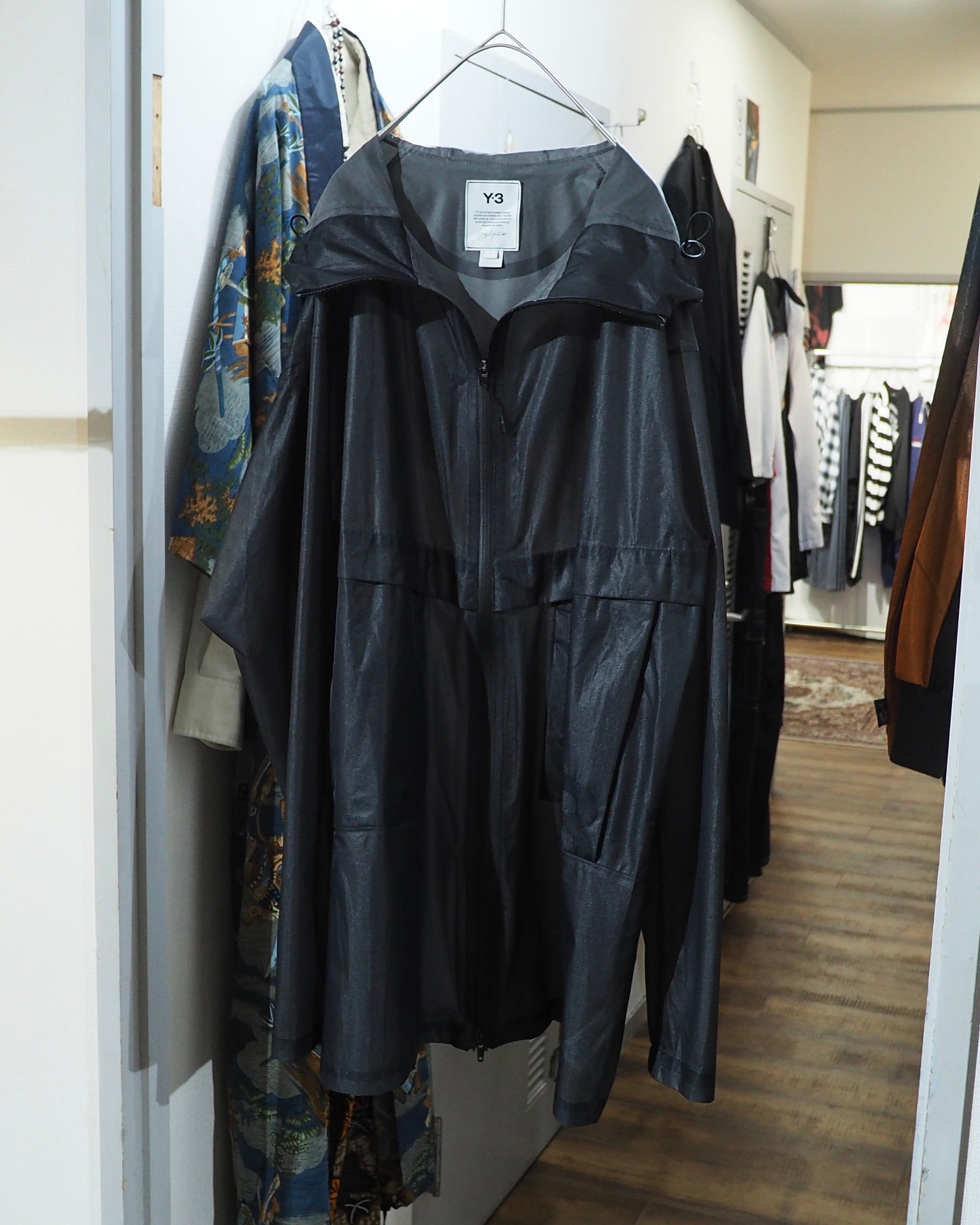 "Y-3(Yohji Yamamoto)" Black sheer Waterproof Nylon Tech Full zip jacket