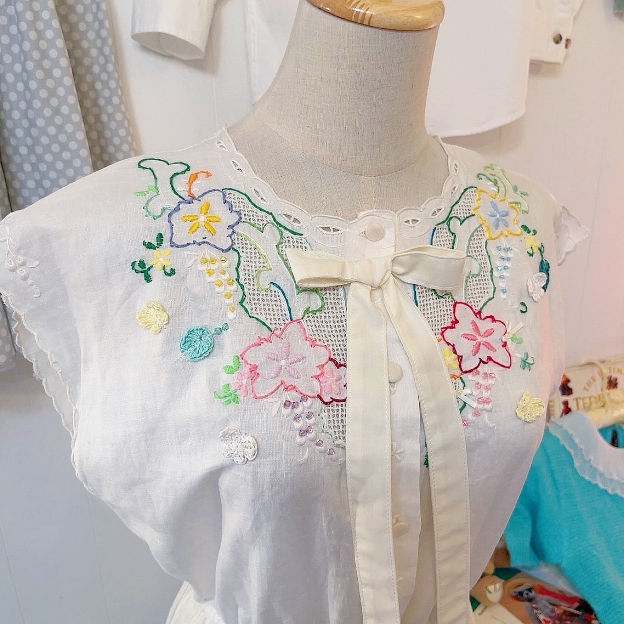 remake / flower embroidery one-piece