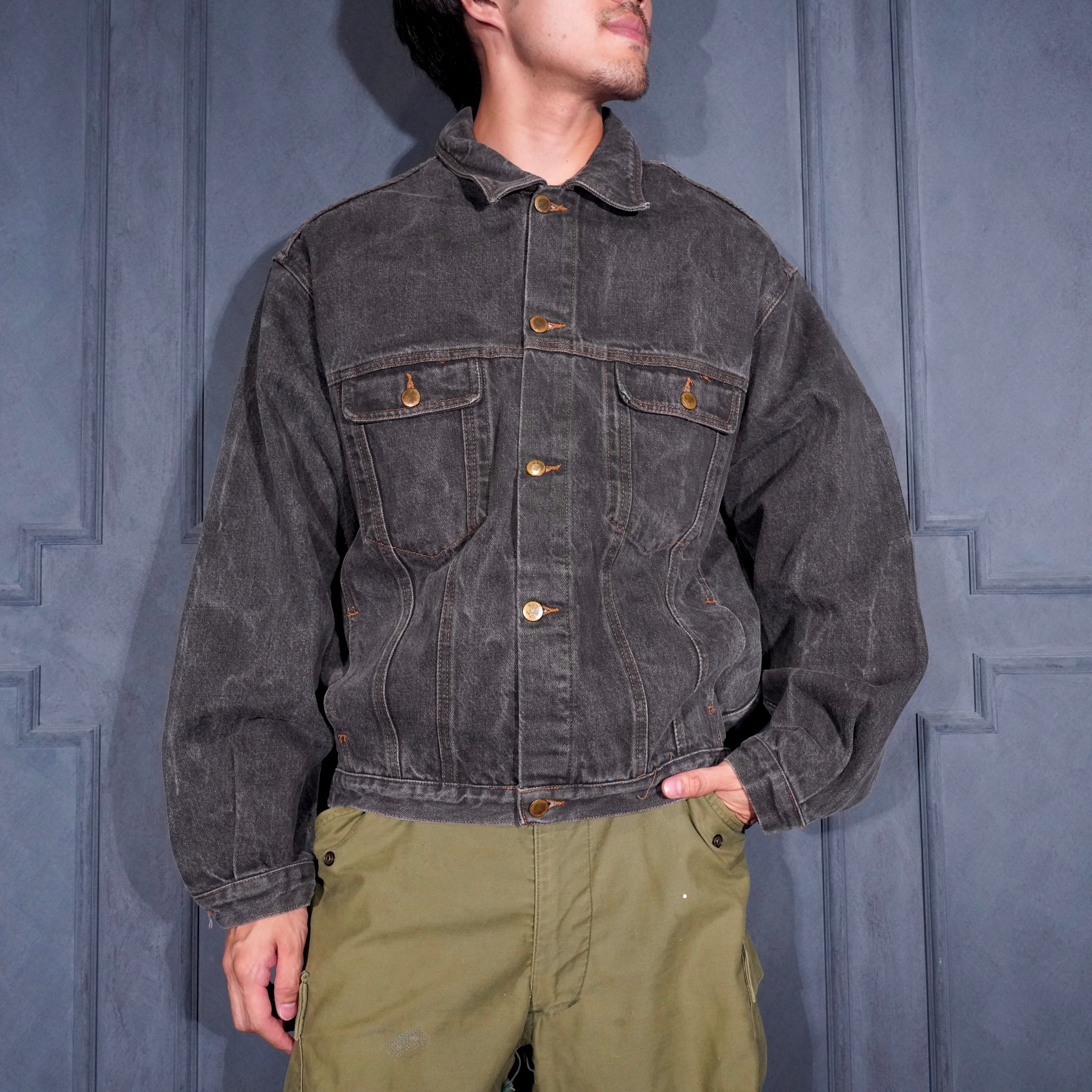 USA VINTAGE DISTRETTO BLACK COLOR DENIM TRACKER JACKET/アメリカ