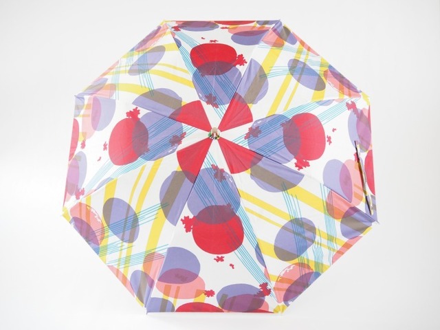 ケイコロール × ムーンバット　「糊こぼしとかすみ　真っ赤の中丸」　ショート傘