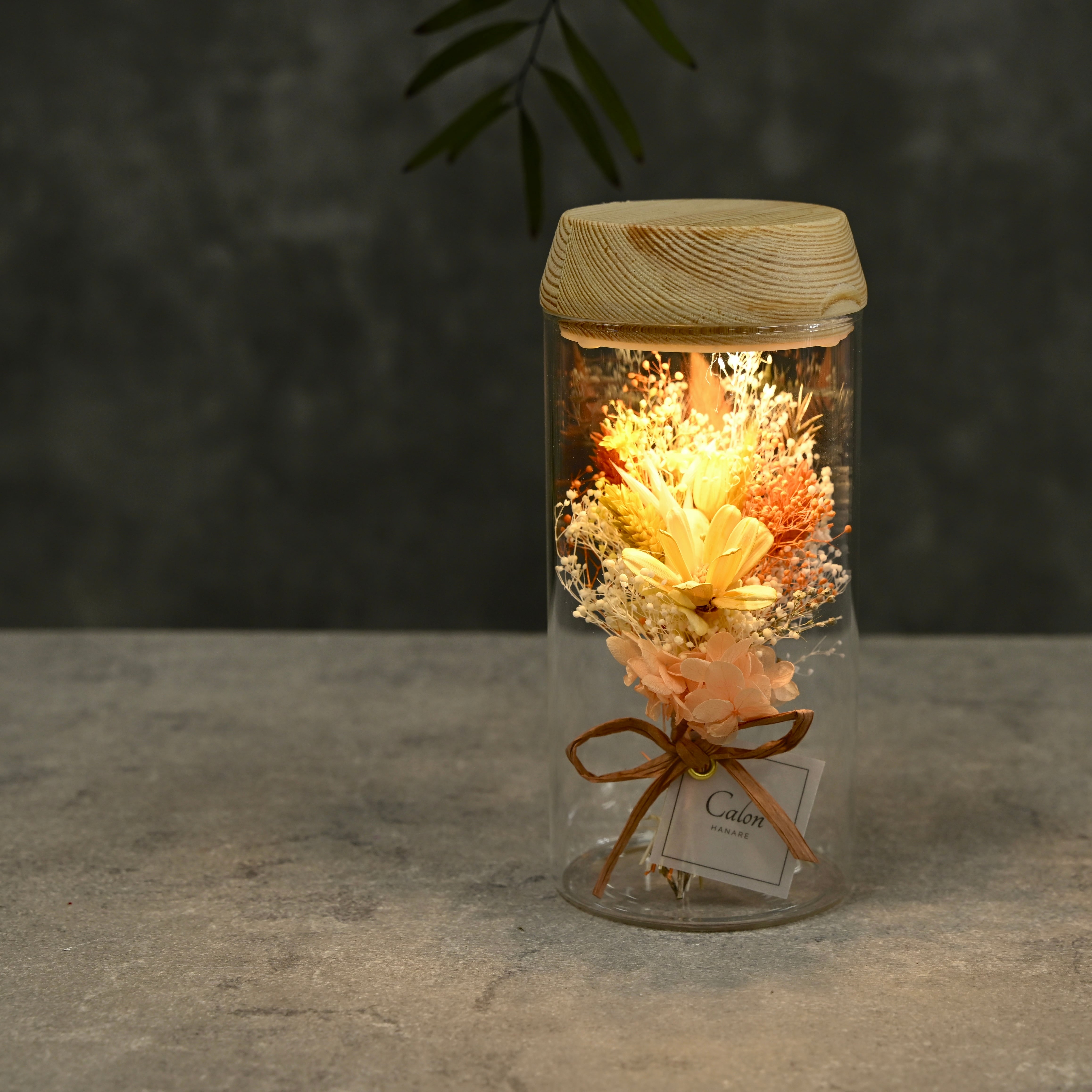 おまかせオレンジ系】LEDボトルフラワーMサイズ | Calon DRY FLOWER