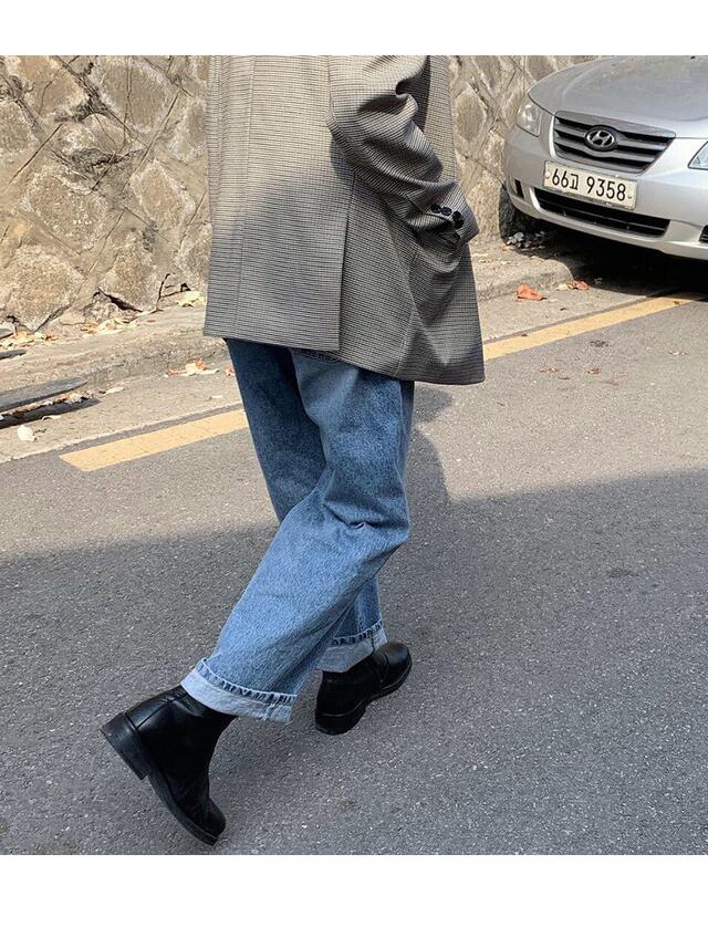 全1色 デニム パンツ ストレート カジュアル 無地 おしゃれ