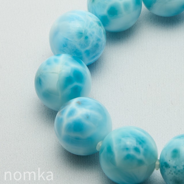 【稀少/大玉】ラリマー/ブルーペクトライト (18mm / ドミニカ共和国産) 一連ブレスレット