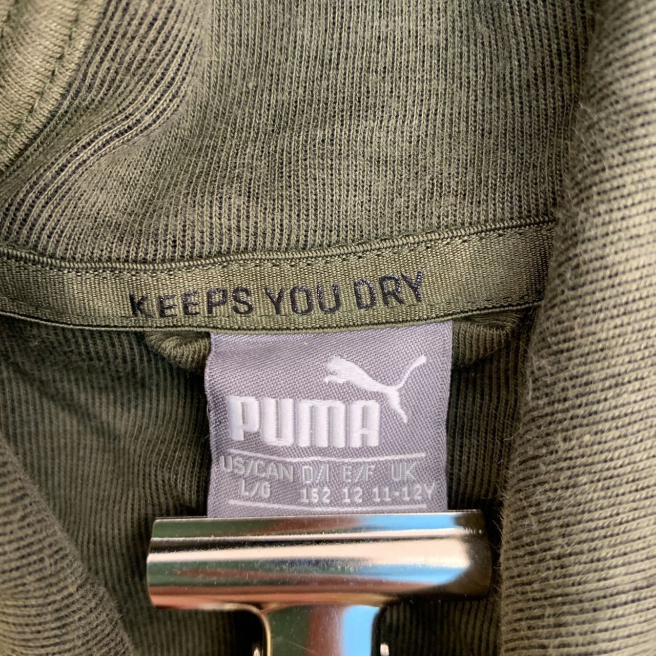 PUMA ジップアップ パーカー キッズ L グリーン プーマ スポーツ 古着 